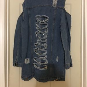 Distressed jean dress xxl Asia sized I have converted it to be a size large US